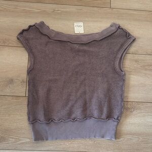 Free People Textured Knit Sweater in Quail SZ XS NWT